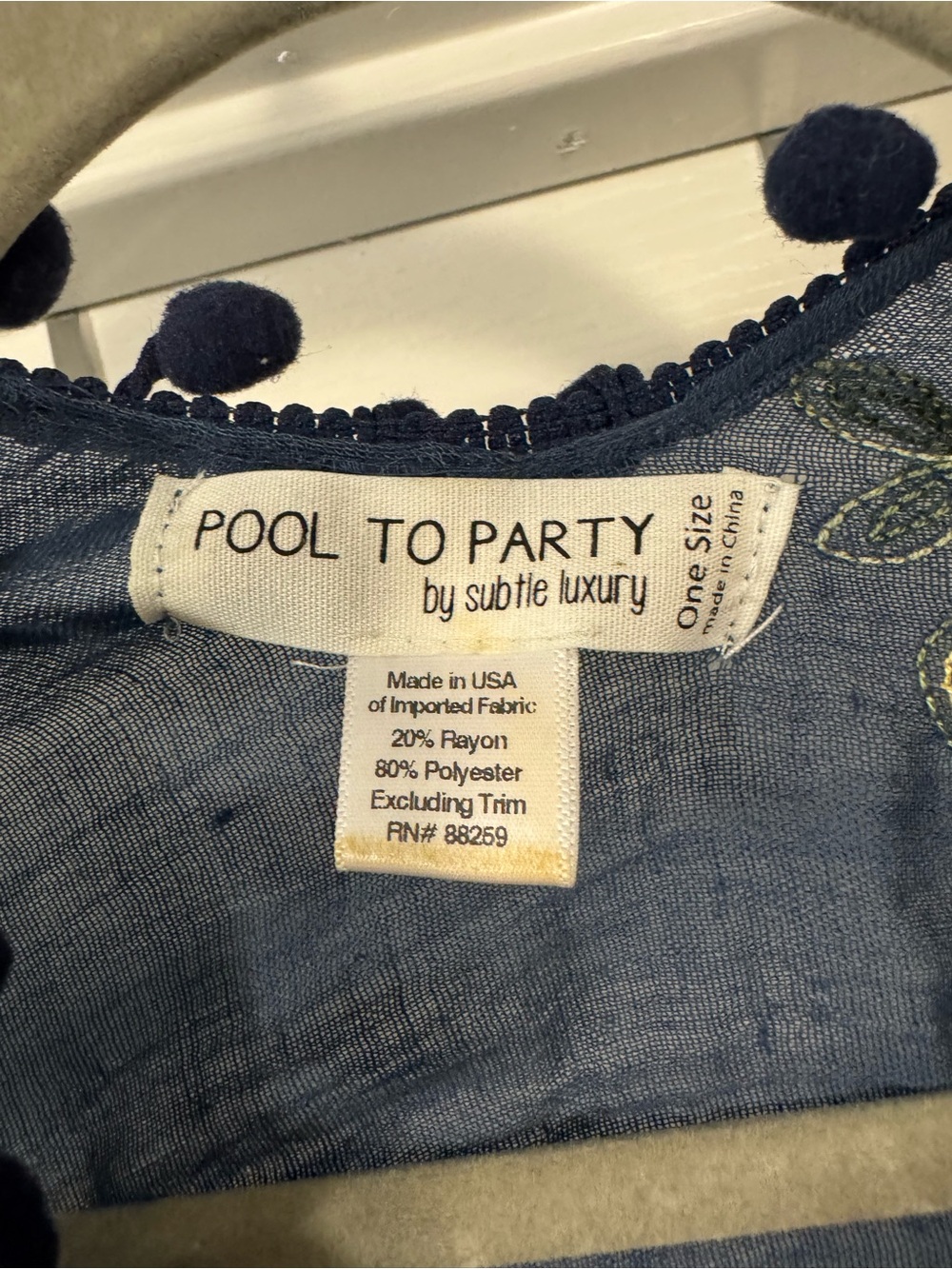 Subtle Luxury Navy Blue Embroidered Pool to Party Cover-Up - Picture 2 of 8